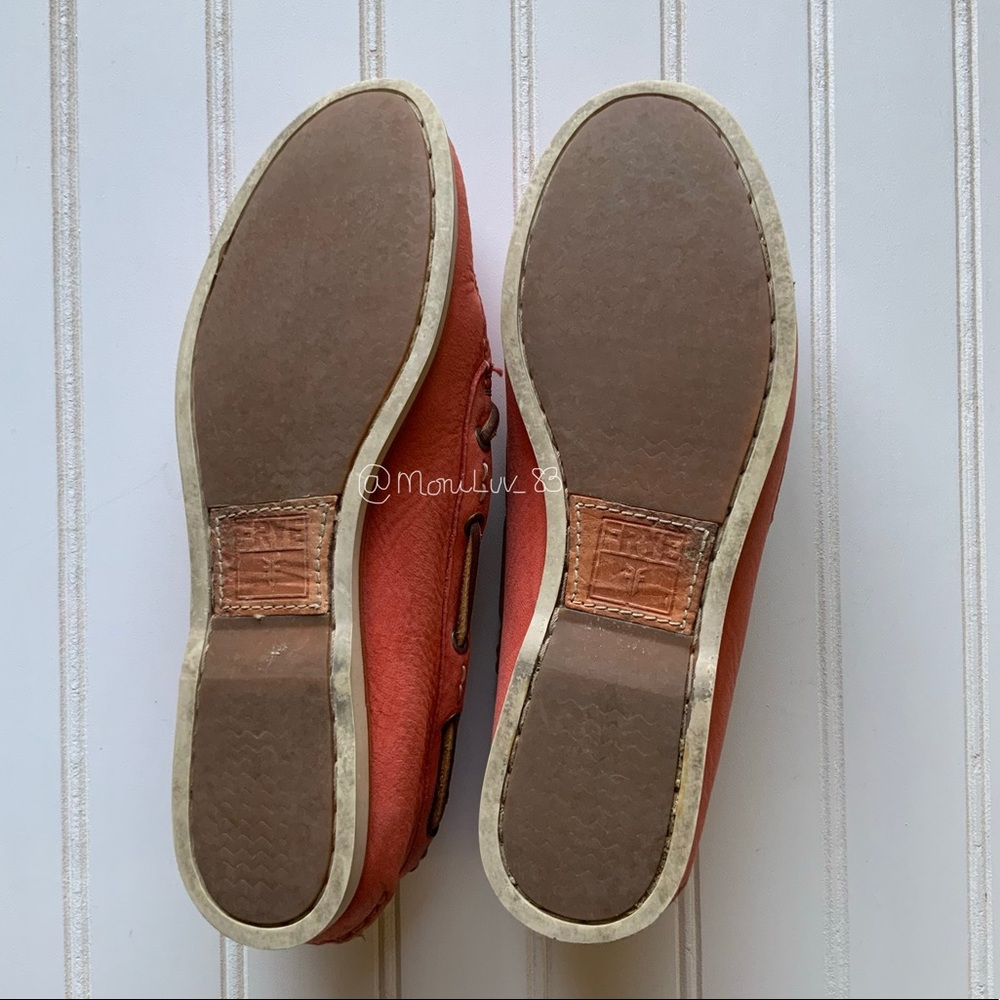 FRYE Quincy Tie Leather Boat Shoes Coral women’s size 6.5 - Picture 4 of 11